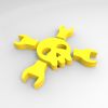 劈开骷髅和扳手标志-DIY-3D打印模型-3D城