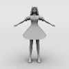 蓝裙少女-角色人体-女人-VR/AR模型-3D城