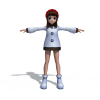 卡通女孩-角色人体-角色-VR/AR模型-3D城