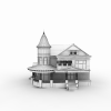 西式圆形小洋房-建筑-住宅-VR/AR模型-3D城