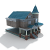 西式圆形小洋房-建筑-住宅-VR/AR模型-3D城