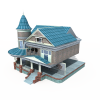 西式圆形小洋房-建筑-住宅-VR/AR模型-3D城