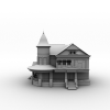 西式圆形小洋房-建筑-住宅-VR/AR模型-3D城