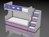 bunk-bed-litera-doble-con-cama-nido-建筑-卧室-工业CAD模型-3D城