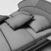 蓝色双人床-家居-床-VR/AR模型-3D城