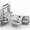 中式床及背景-建筑-卧室-VR/AR模型-3D城