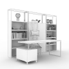 书柜书桌组合-家居-柜子-VR/AR模型-3D城