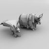 狐狸和牛-动植物-科幻-VR/AR模型-3D城