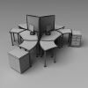 办公桌 组合-文体生活-办公用品-VR/AR模型-3D城